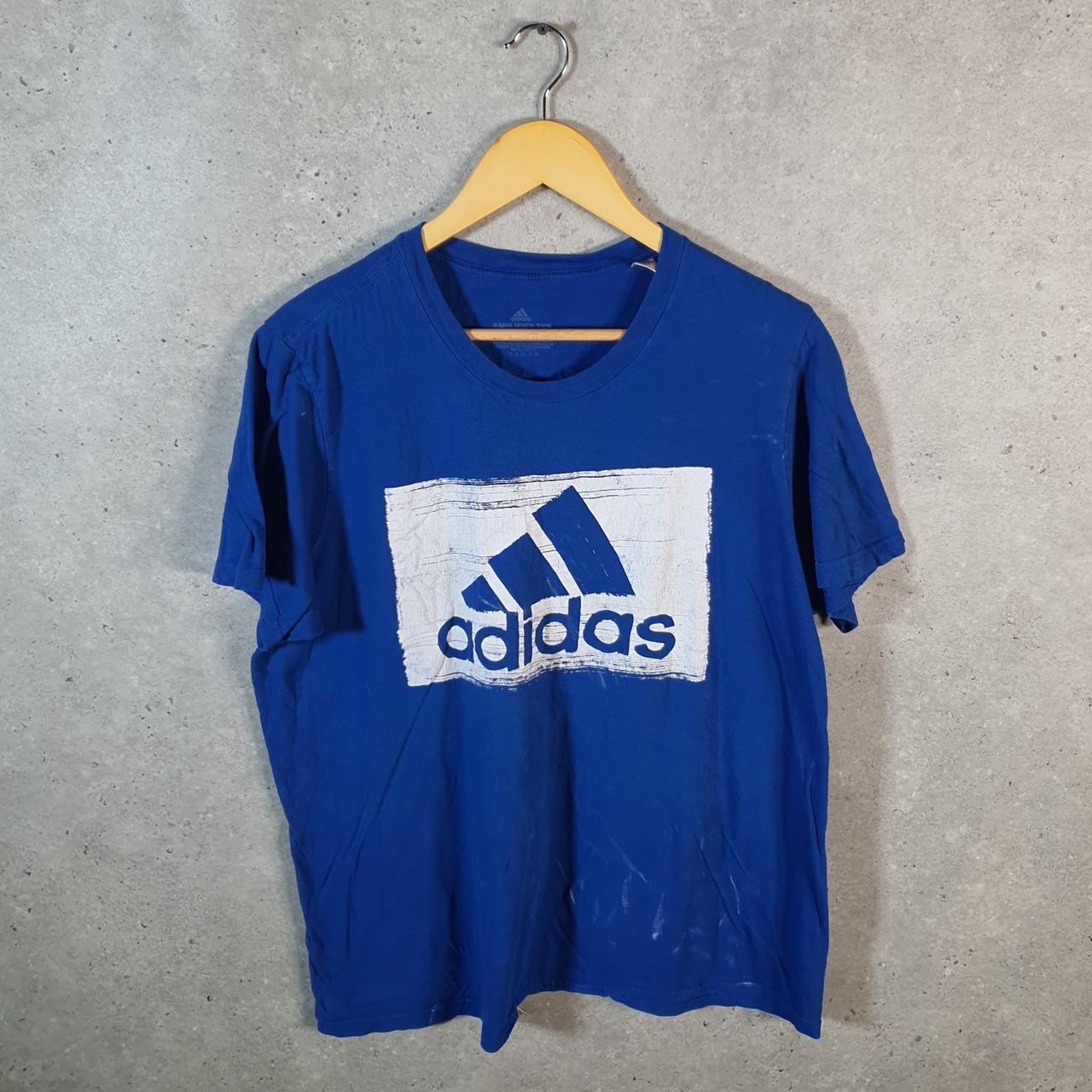 Vintage Adidas Amplifier T Shirt Shirt Men’s Large Blue Three Stripes Logo Athletic C9714