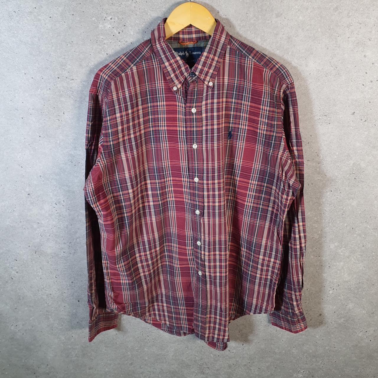 Vintage Ralph Lauren Button Down Shirt Men’s Large Checkered Classic Fit Pony Cotton