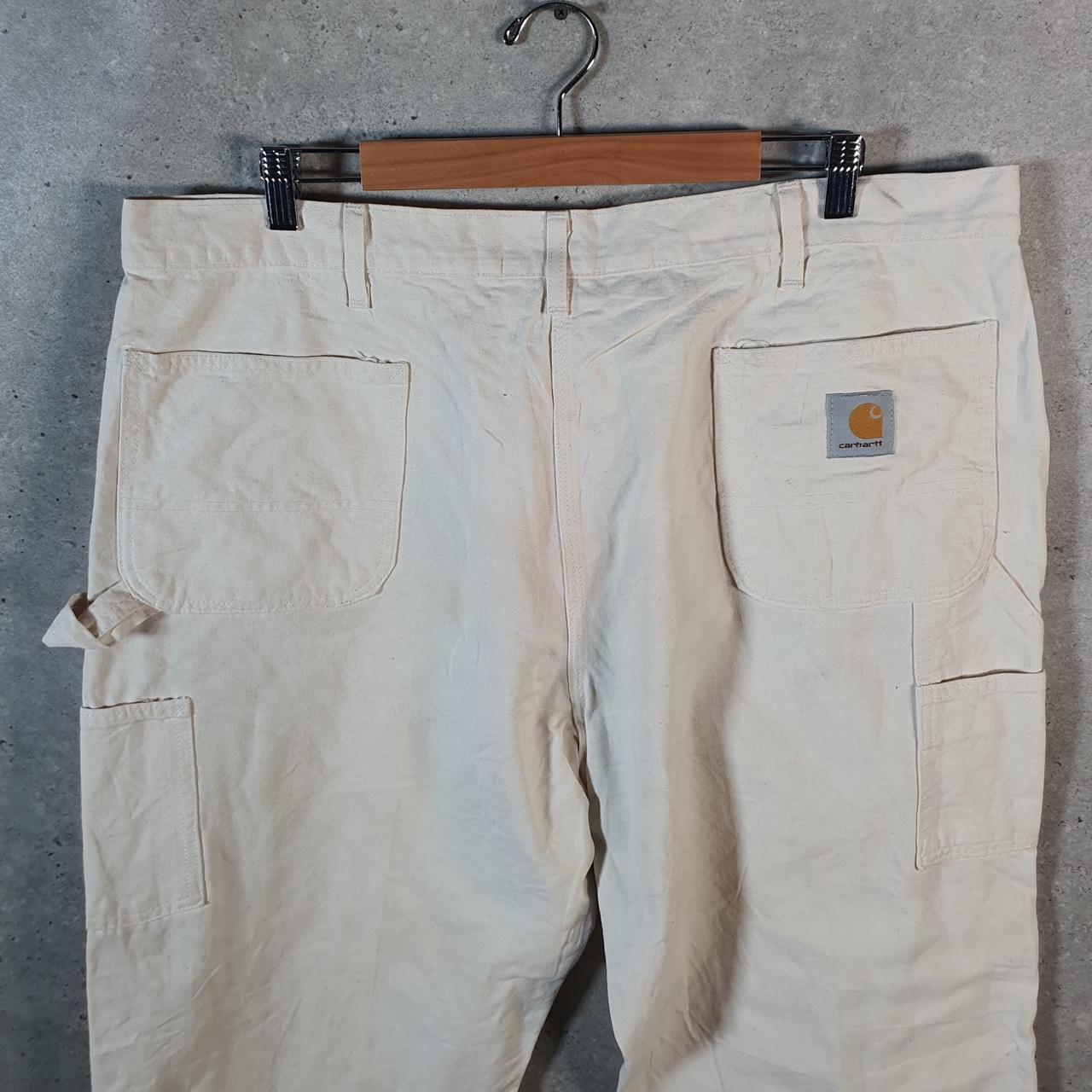 Vintage Carhartt Carpenter Double Knee Trousers Mens W42 L32 White Original Fit Workwear