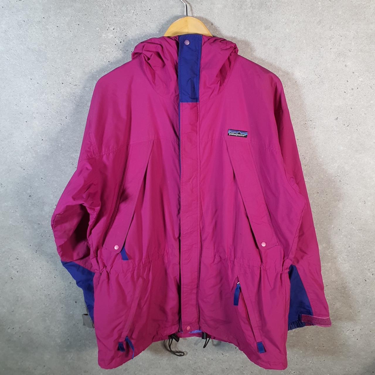 Vintage Patagonia 90s Parker Waterproof Jacket Mens Medium Pink Full Zip Hooded Windbreaker Big Fish Vintage