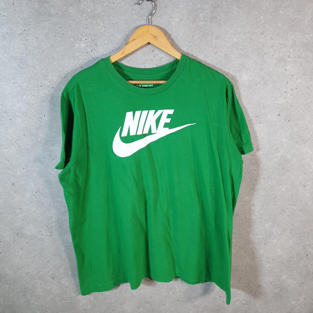 Vintage Nike T Shirt Men’s Large Green Printed Single Swoosh Logo Athletic C8261