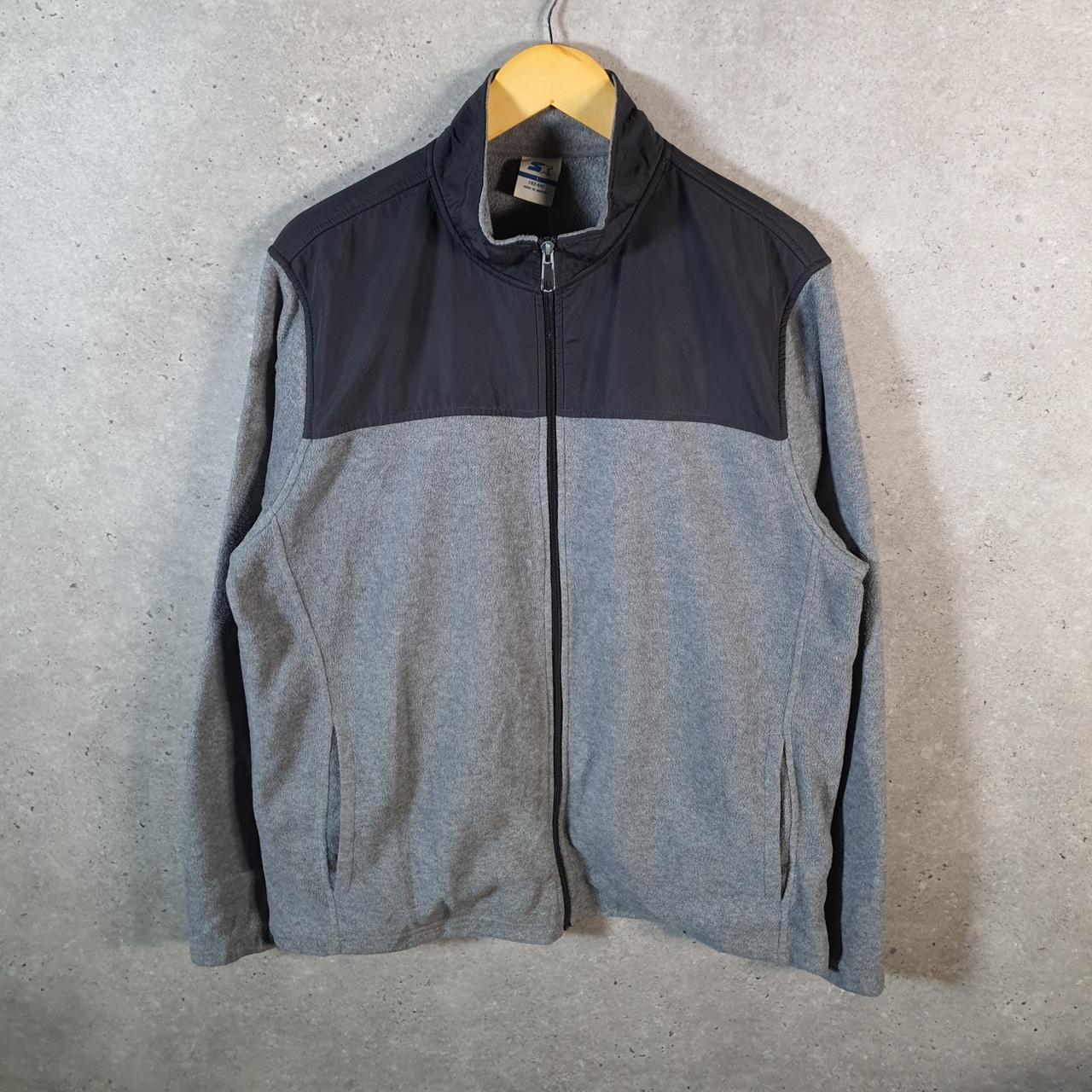 Vintage Starter Full Zip Fleece Sweatshirt Mens Large Grey Logo Winter