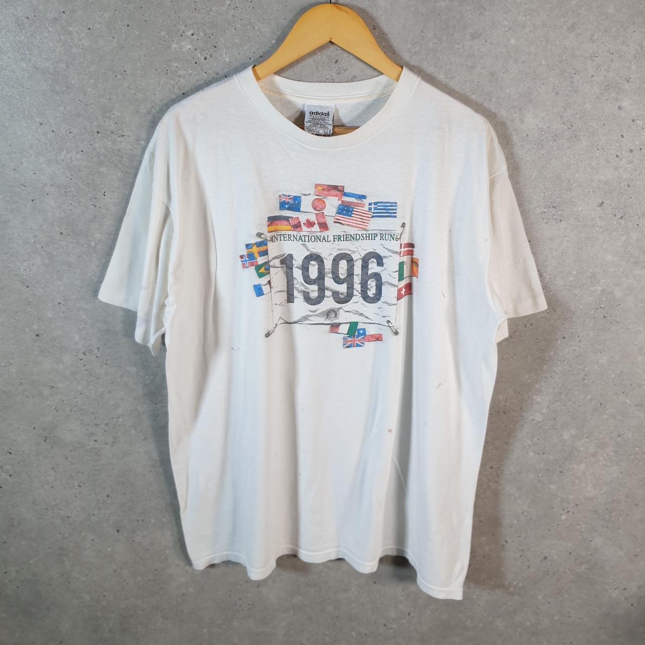Vintage Adidas Equipment Friendship Run 90s USA Single Stitch T Shirt Men’s Large White