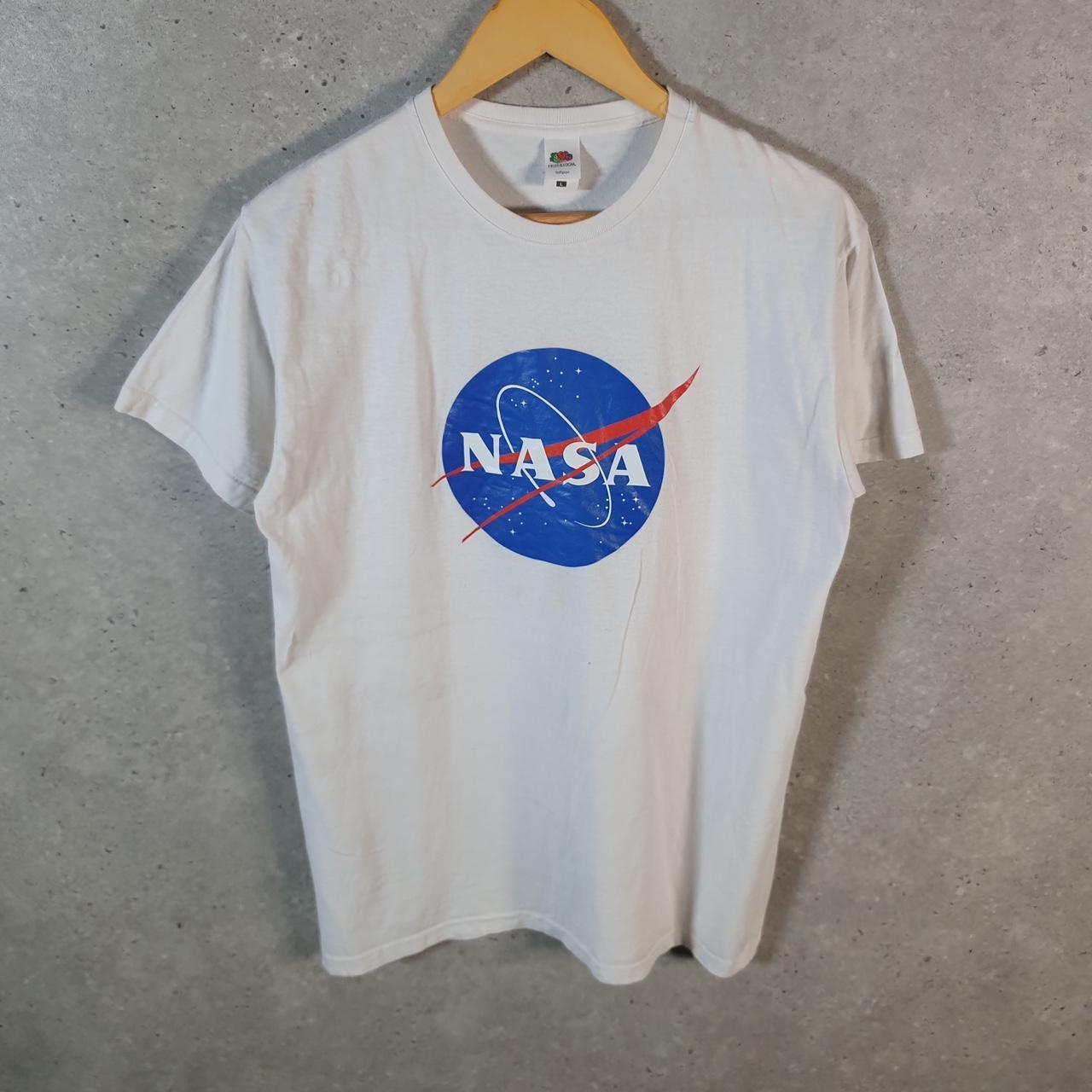 Vintage Fruit Of The Loom NASA T Shirt Men’s Large White Classic Fit Graphic Baggy
