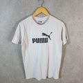 Vintage Puma Spellout T Shirt Womens XL White Sports Logo Athletic