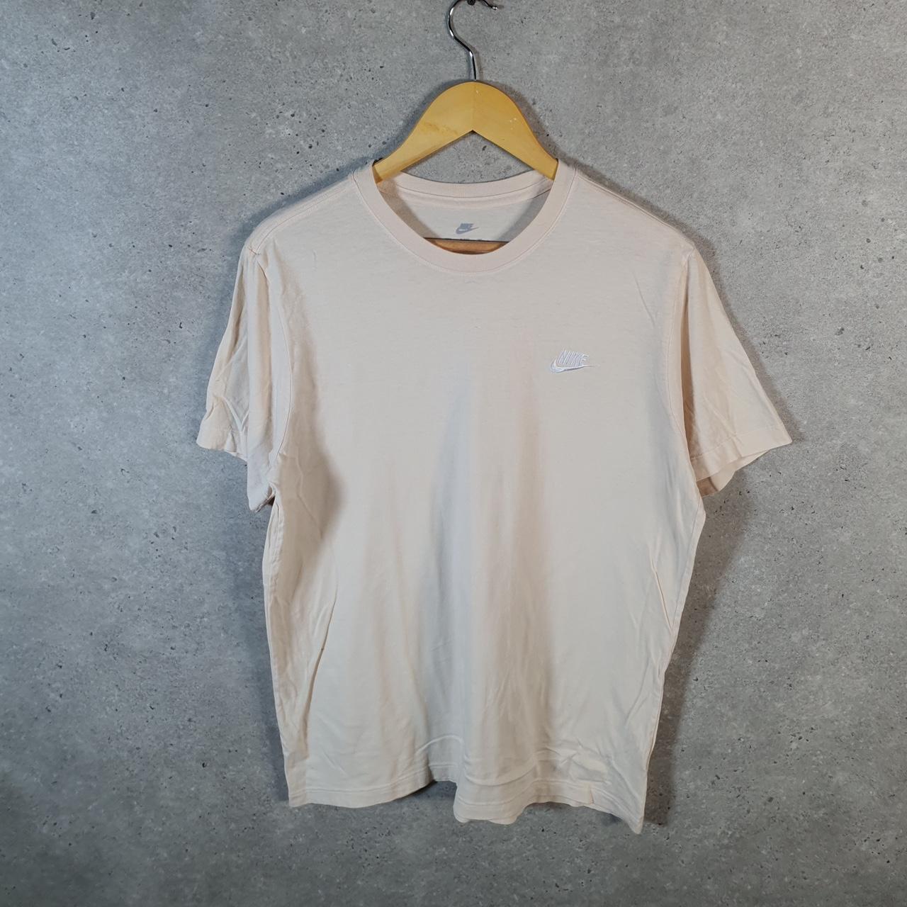Vintage Nike Club Embroidered T Shirt Men’s Large Beige Swoosh Y2K Pullover Logo
