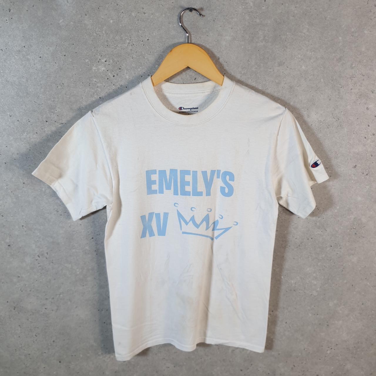 Vintage Champion Spellout T Shirt Men’s Small Slim White USA Athletic