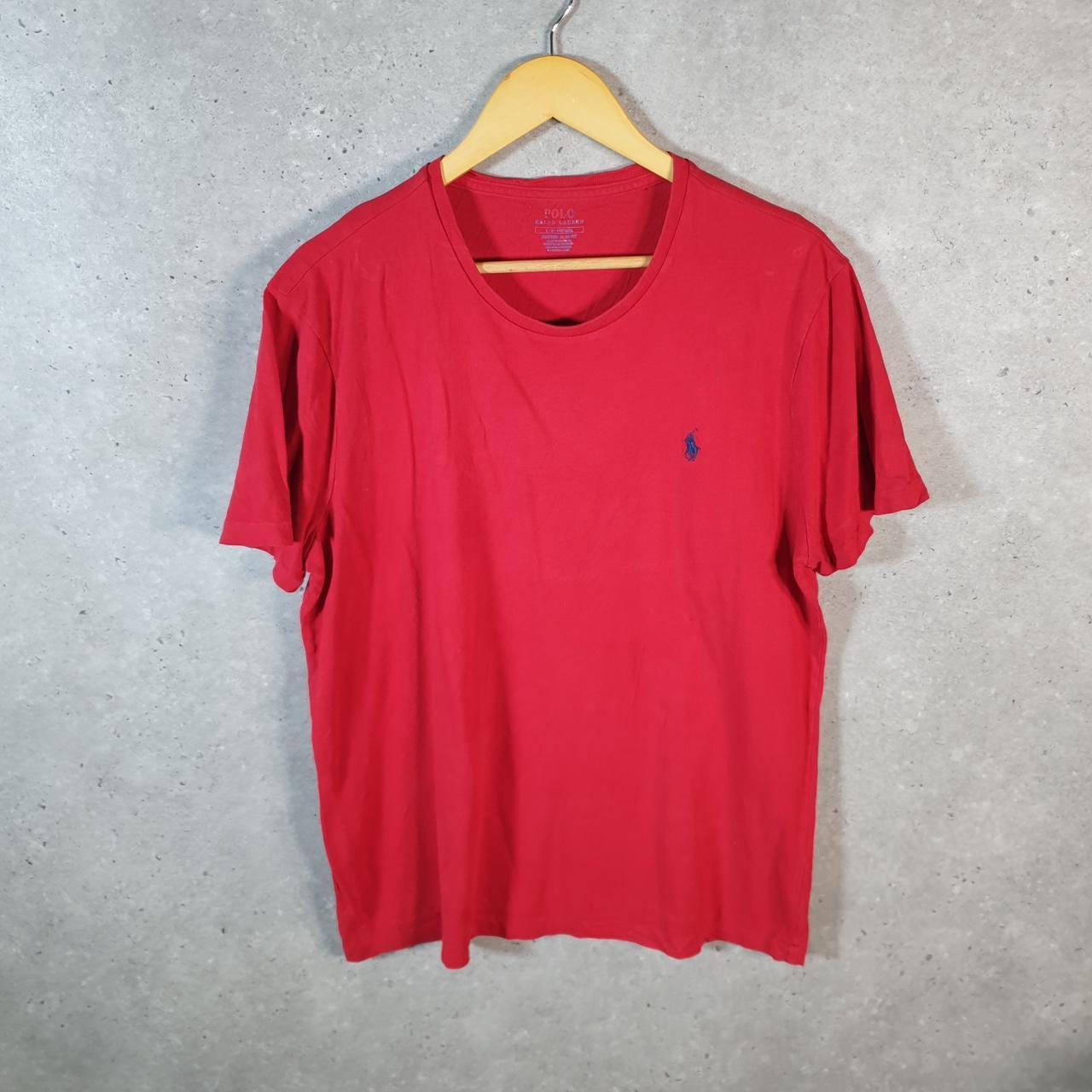 Vintage Ralph Lauren Polo T Shirt Men’s Large Red Embroidered Custom Slim Fit Pony C9149
