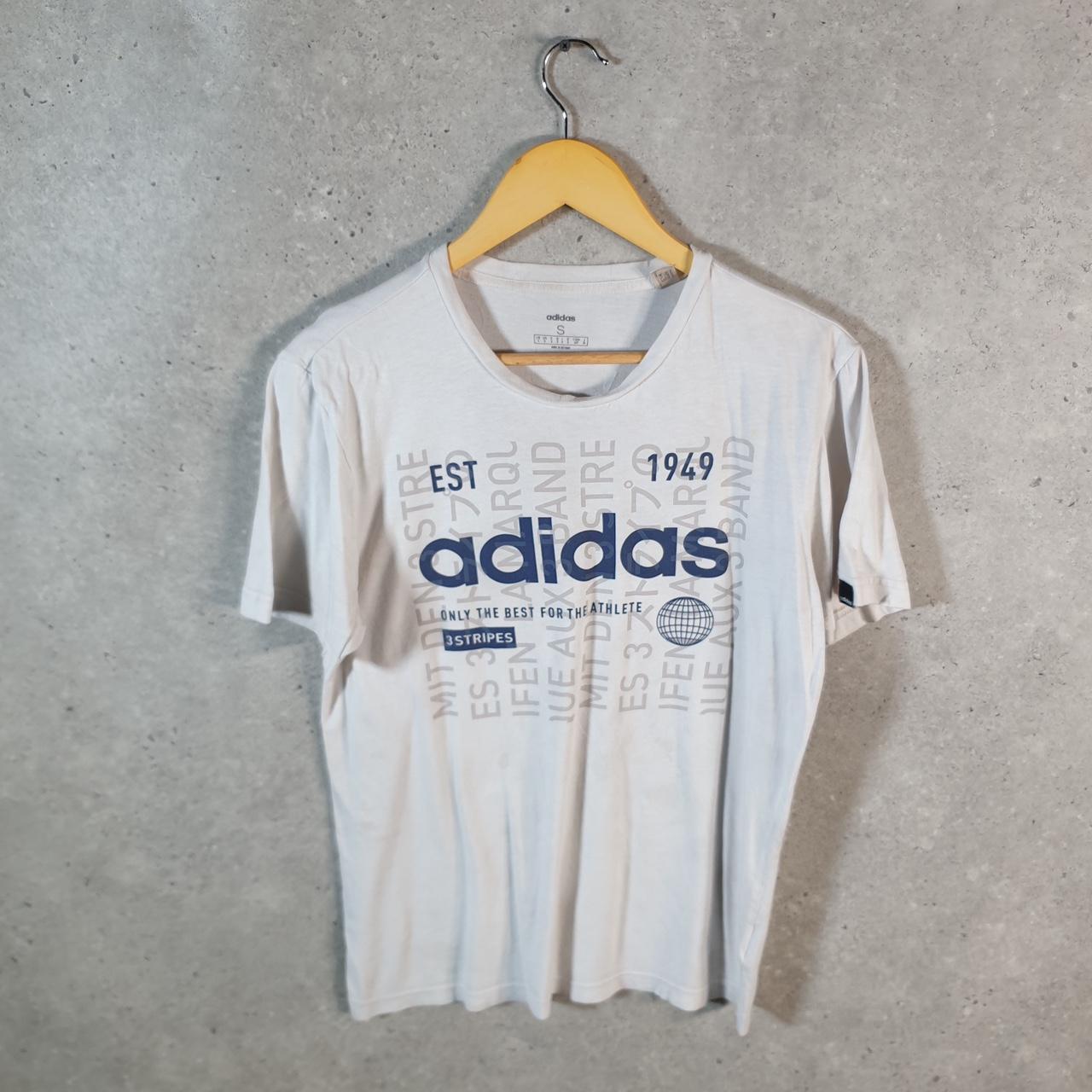 Vintage Adidas Athletes T Shirt Men’s Small White Three Stripes Athletic