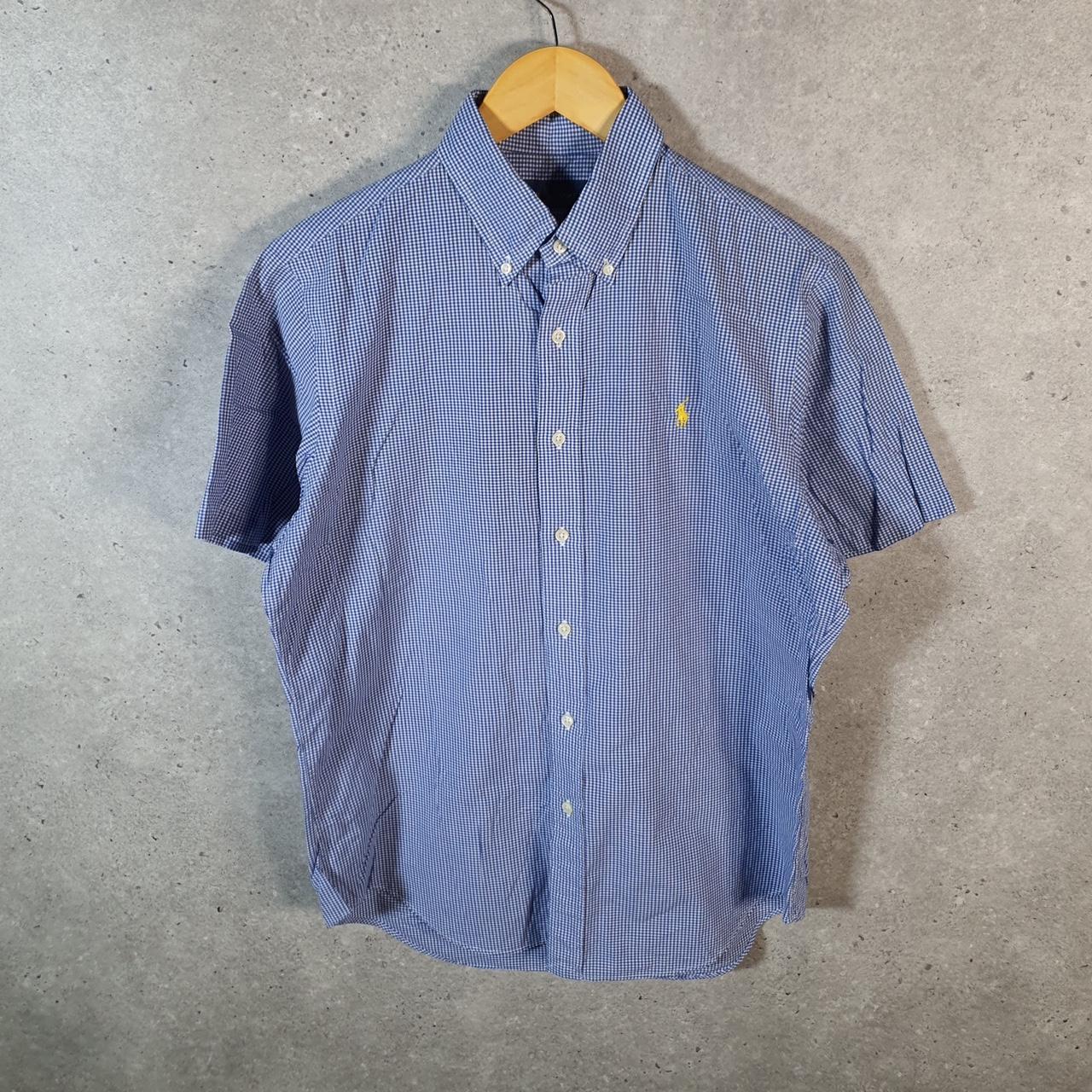Vintage Ralph Lauren Button Down Shirt Men’s Medium Blue Short Sleeve Pony Cotton