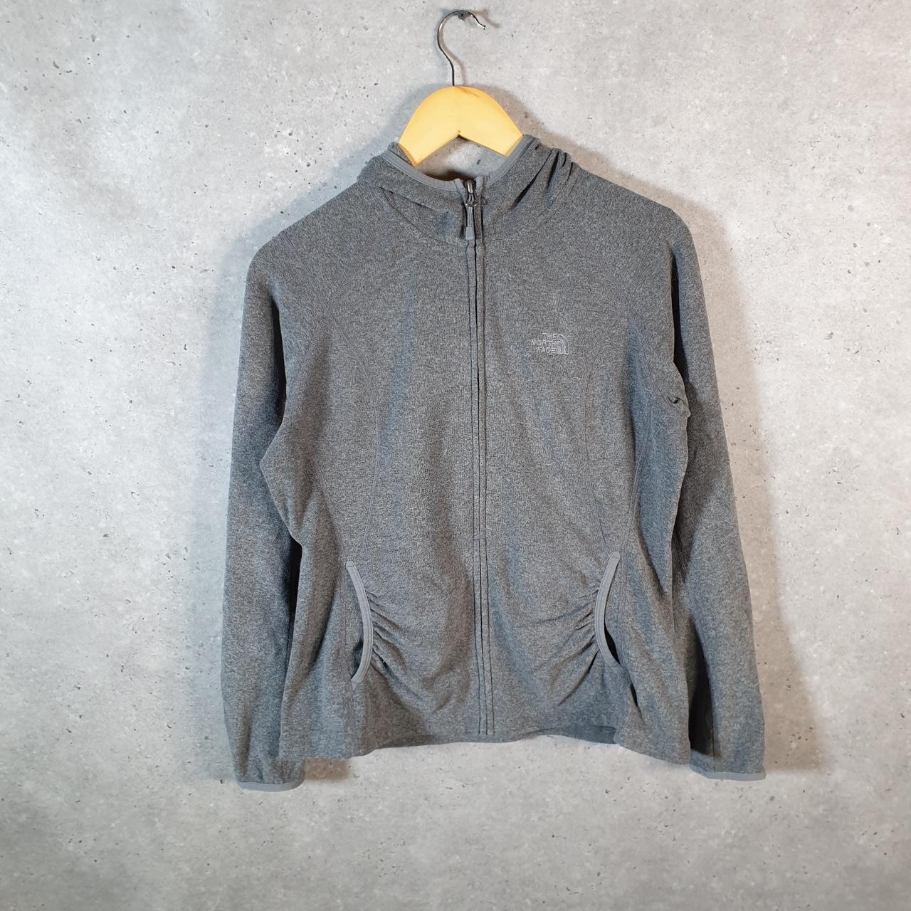 Vintage The North Face TNF Teddy Fleece Hoodie  Womens Large Grey Full Zip Logo Winter