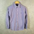 Vintage Ralph Lauren Button Down Shirt Men’s Small Purple Checkered Custom Fit Cotton Pony