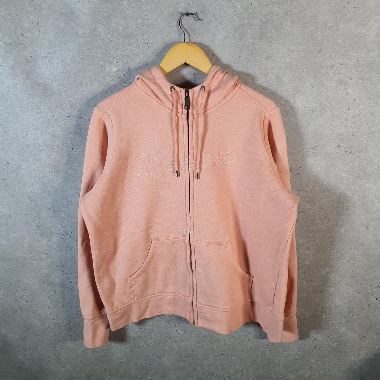 Vintage Carhartt Hoodie Womens XL Pink Full Zip Blank Sweatshirt USA Relaxed Fit