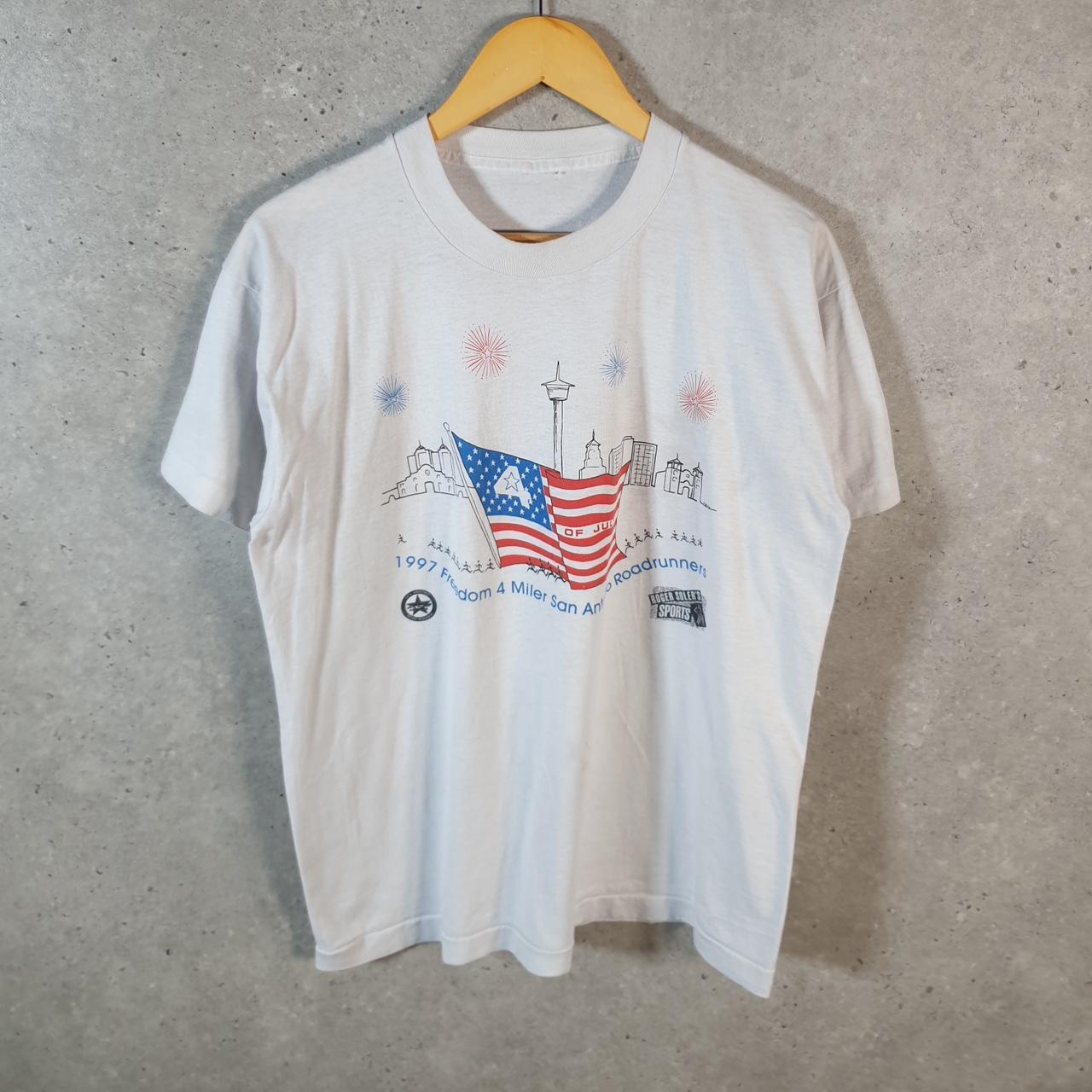 Vintage 1997 San Antonio Roadrunners 4th July Single Stitch T Shirt Men’s Medium White C8906