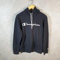 Vintage Champion Hoodie Men’s Medium Black Pro Sport Pullover Spellout Logo