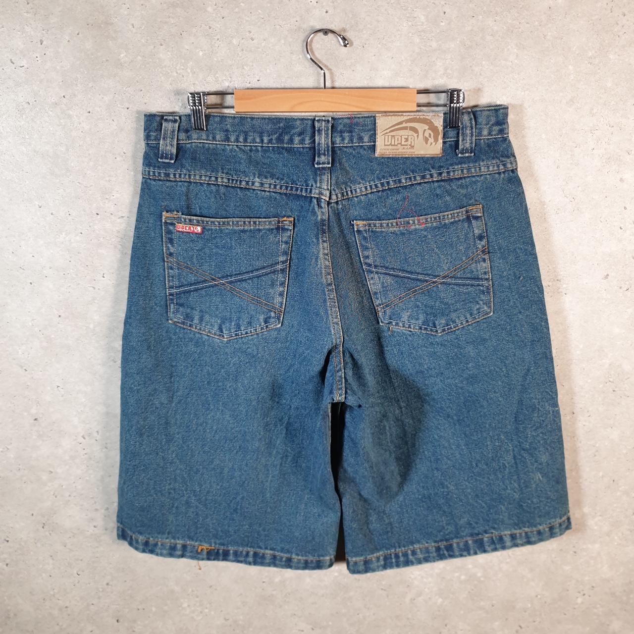 Vintage Viper Jeans Baggy Y2K Hip Hop Jeans Shorts Jorts Mens W36 Blue Denim USA Big Fish Vintage