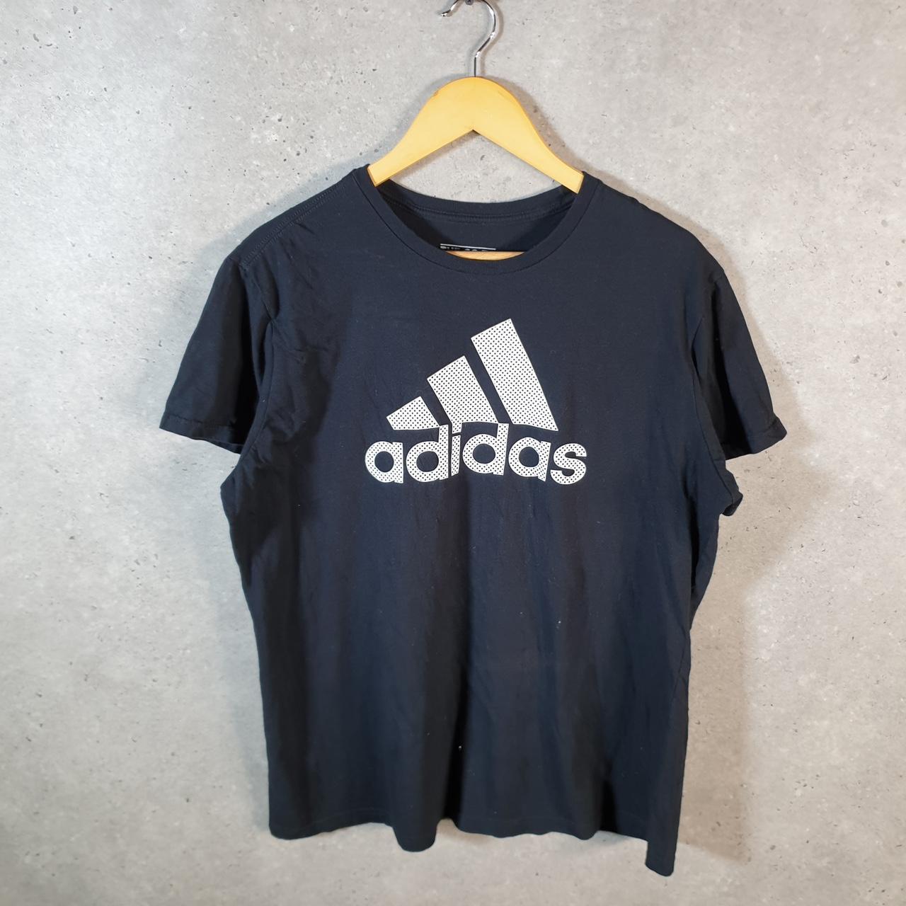 Vintage Adidas Go Tee T Shirt Shirt Womens 2XL Black Three Stripes Logo Athletic