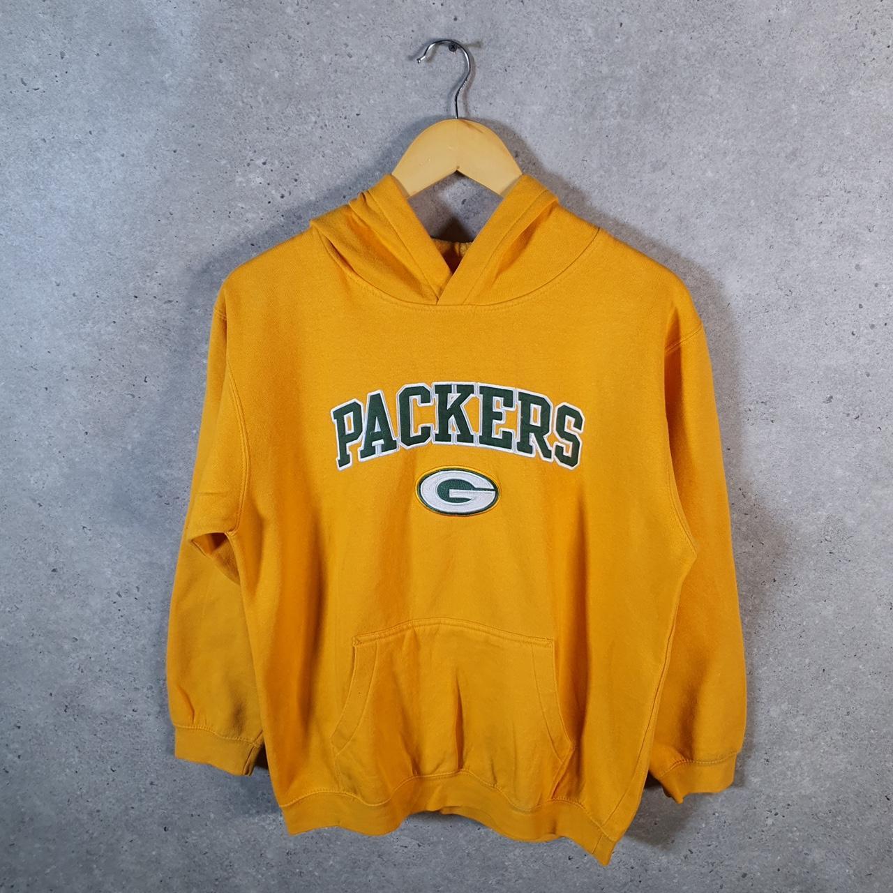 Vintage NFL Green Bay Packers Hoodie Youth XL Yellow Pullover USA Pro Sport