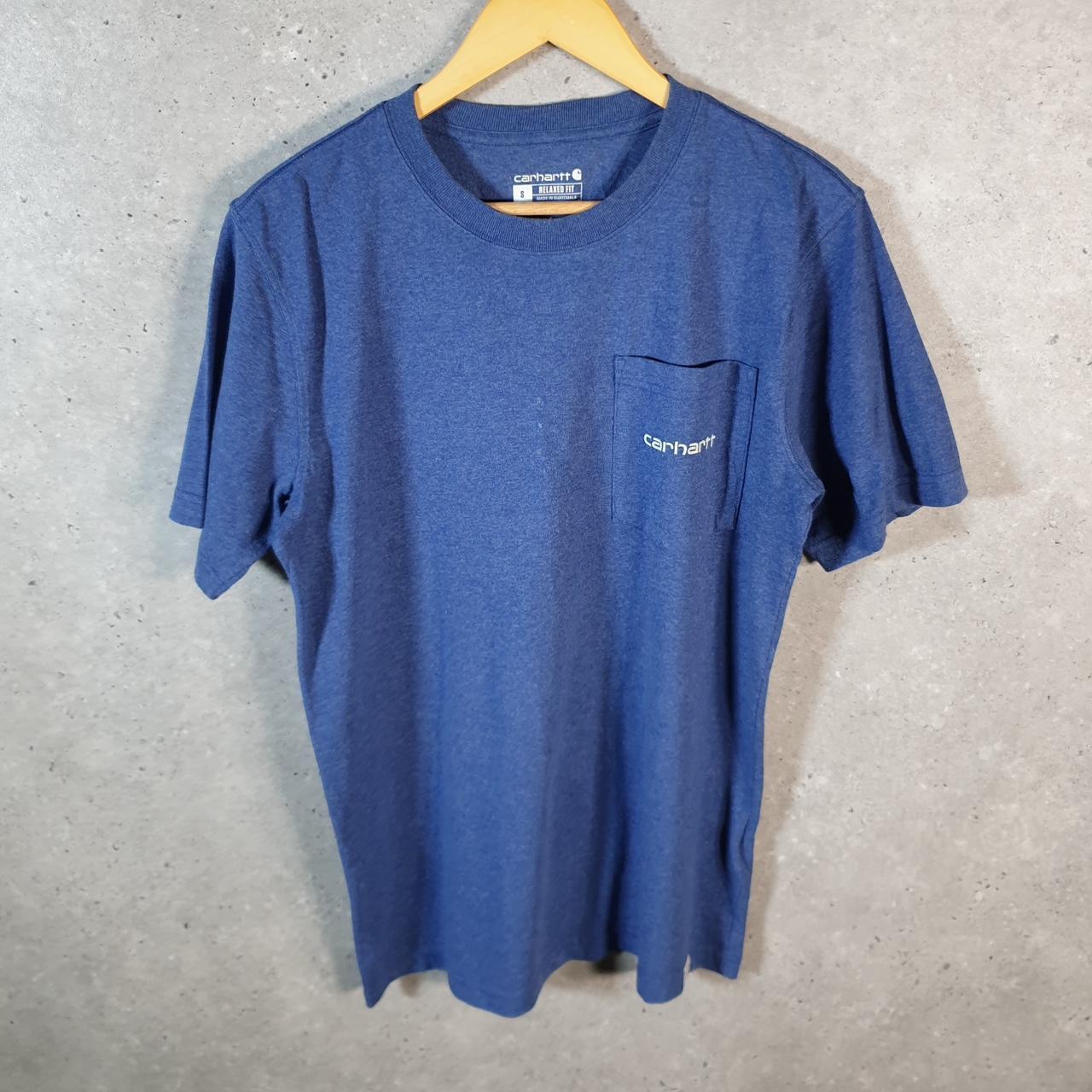 Vintage Carhartt Pocket T Shirt Men’s Small Blue Workwear Chore Utility Relaxed Fit C9340