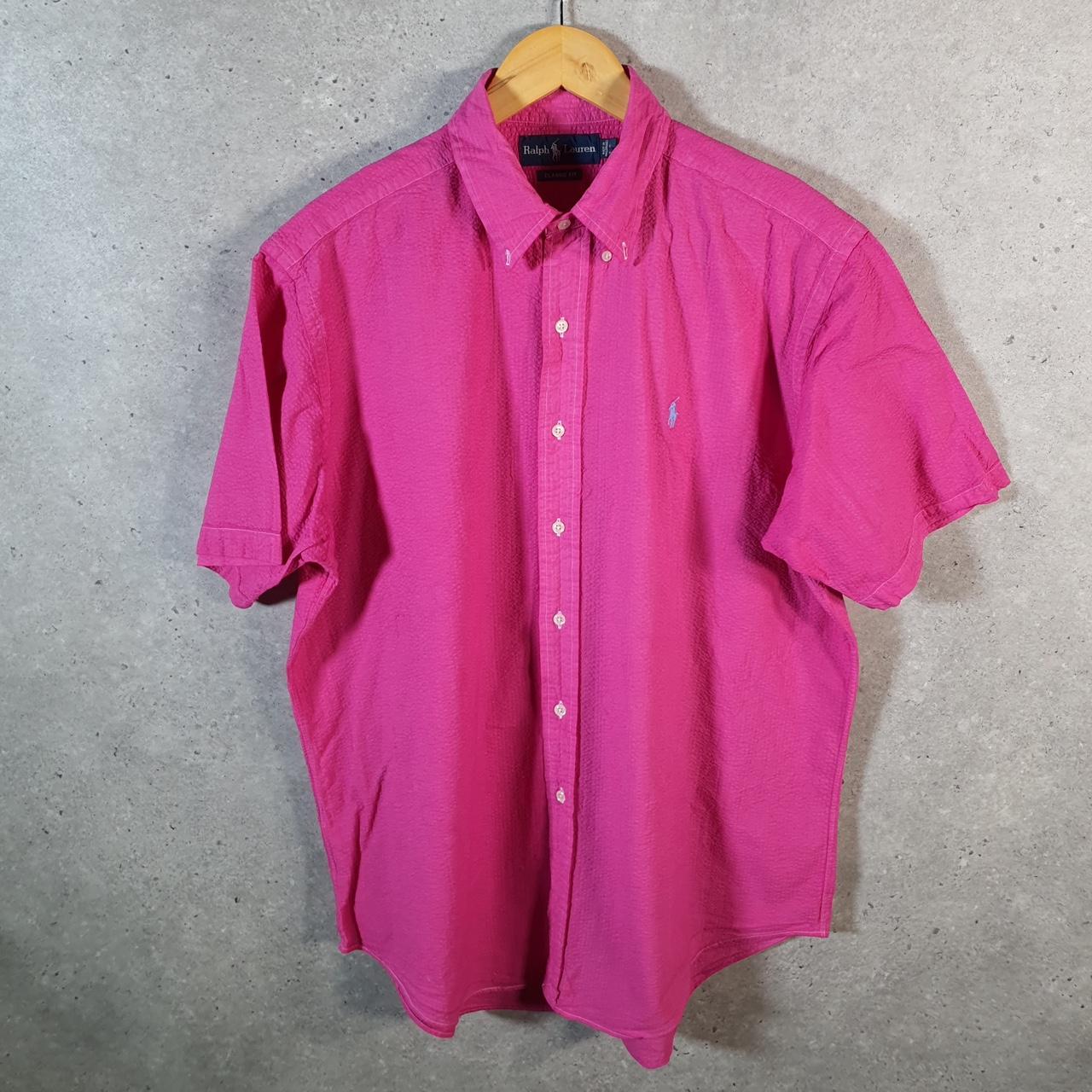 Vintage Ralph Lauren Button Down Shirt Men’s Large Pink Classic Cotton Pony Casual Big Fish Vintage