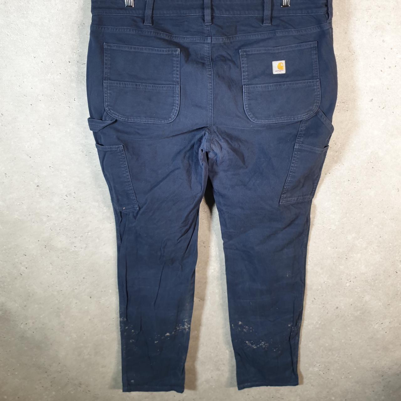 Vintage Carhartt FR Carpenter Trousers Womens W38 L32 Navy Blue Relaxed Fit Workwear USA