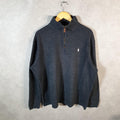 Vintage Ralph Lauren Polo 1/4 Zip Sweatshirt Men’s XL Grey Cotton Pullover Pony