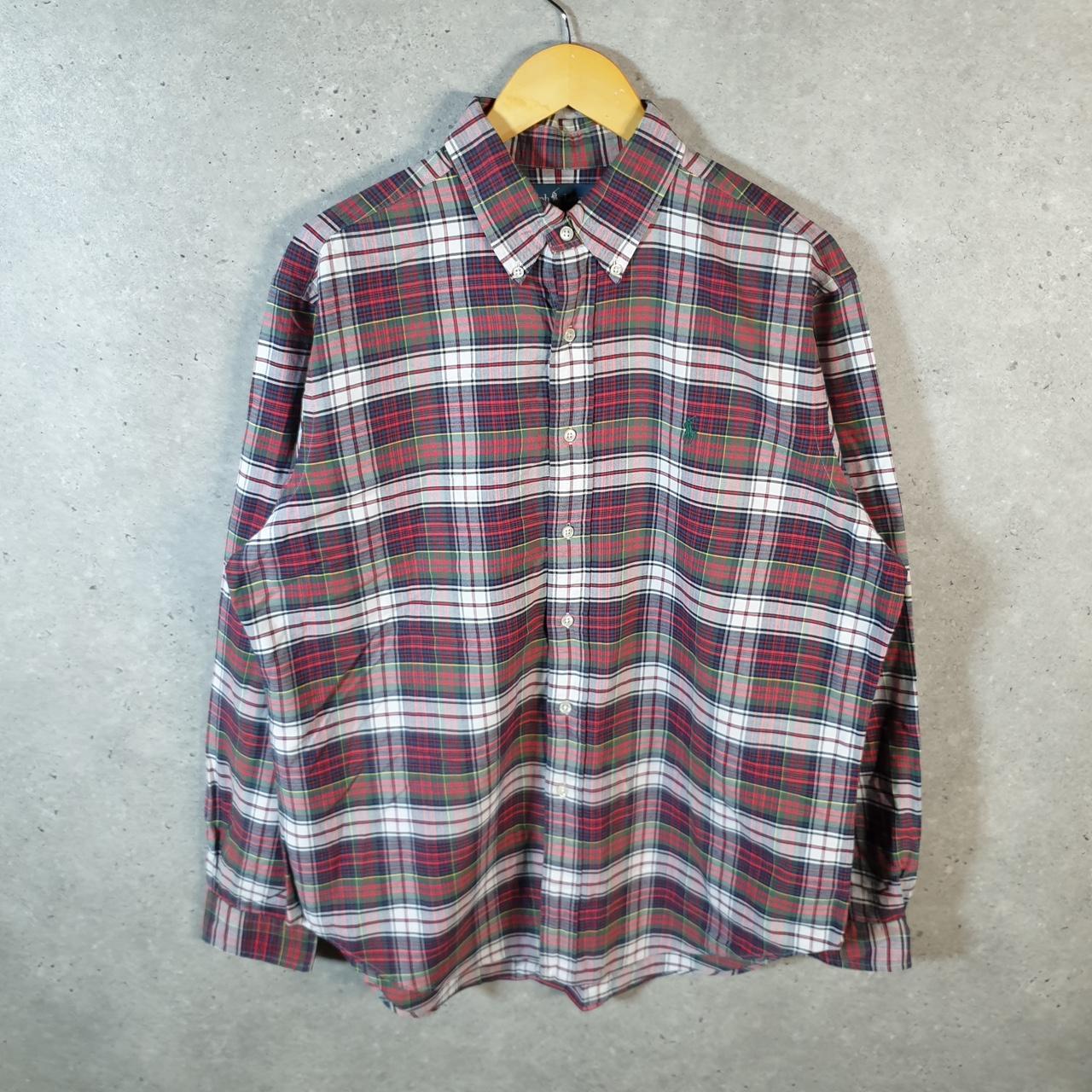 Vintage Ralph Lauren Button Down Shirt Men’s Large Classic Fit Checkered Pony Cotton