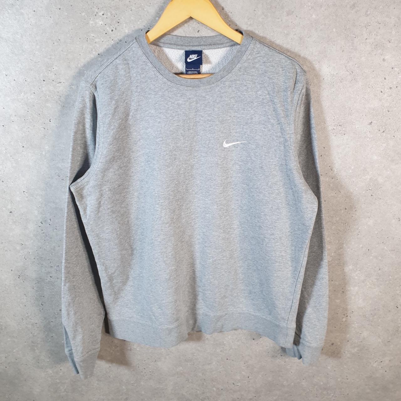 Vintage Nike Sweatshirt Mens Large Grey Single Swoosh Y2K Pullover Embroidered Logo