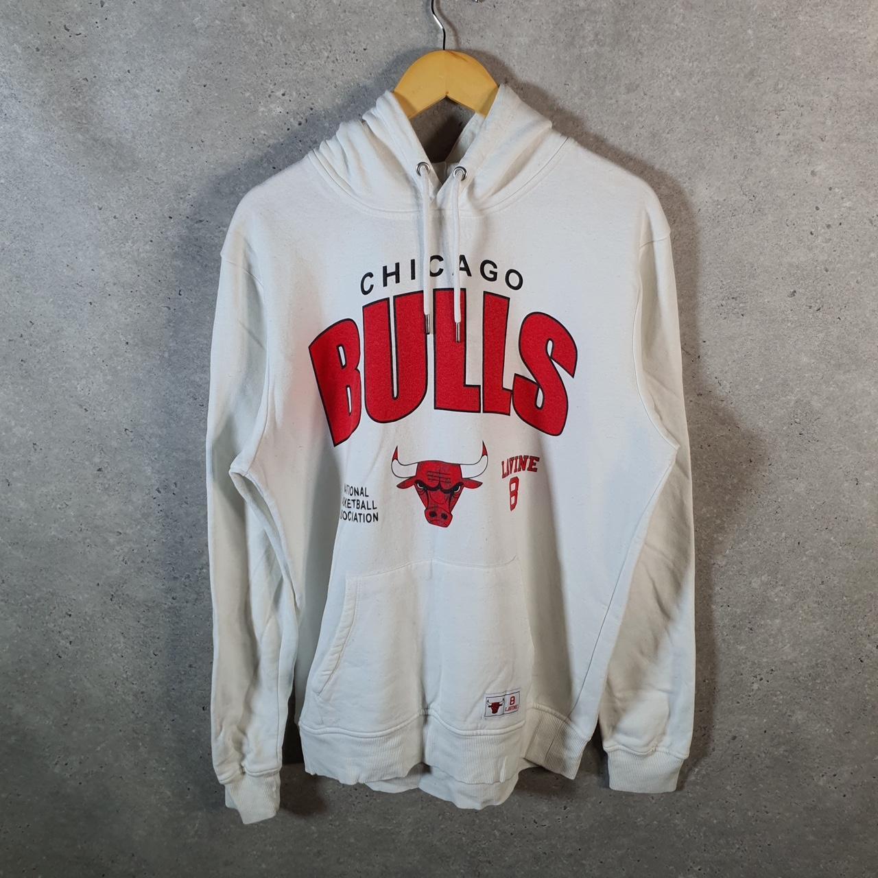 Vintage NBA Chicago Bulls Hoodie Men’s XL White Pullover Pro Sport USA