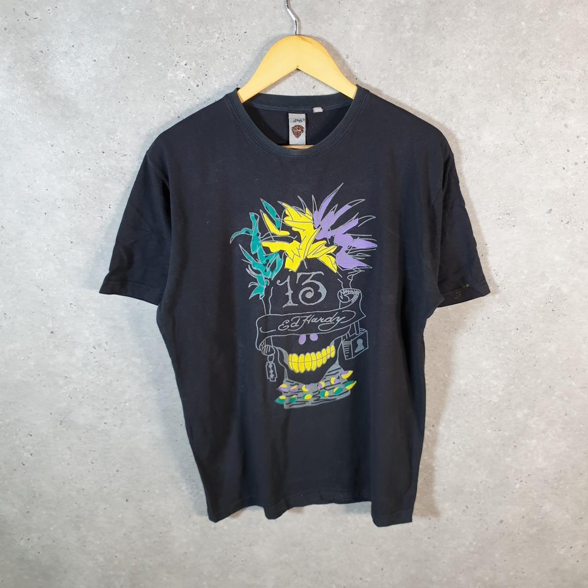 Vintage Ed Hardy T Shirt Men’s Large Black Christian Audigier Love Heart Graphic Skull Y2K