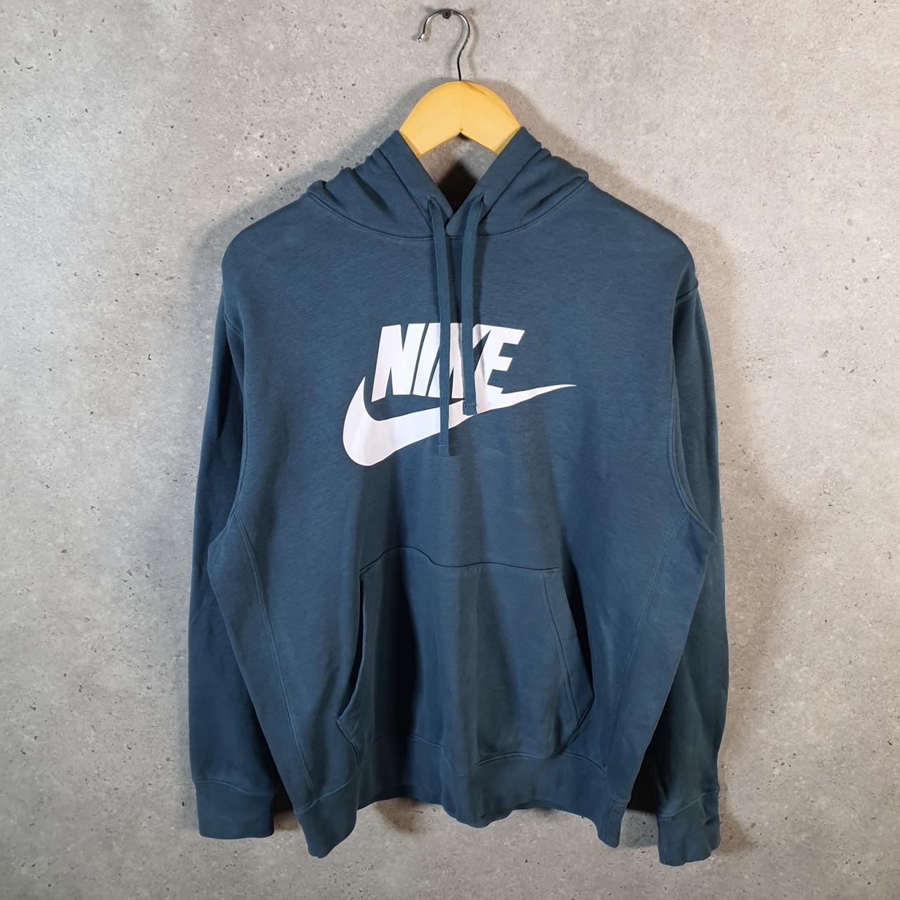 Vintage Nike Club Hoodie Men’s Medium Blue Swoosh Y2K Pullover