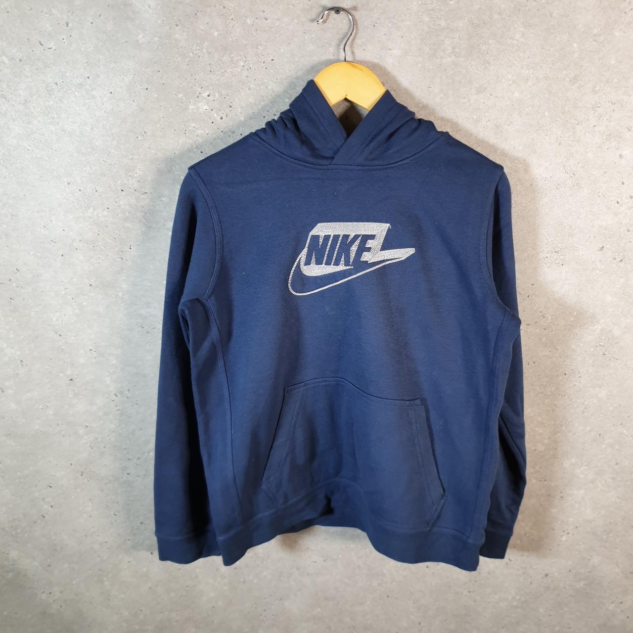 Vintage Nike Club Hoodie Womens XL Navy Blue Swoosh Y2K Pullover