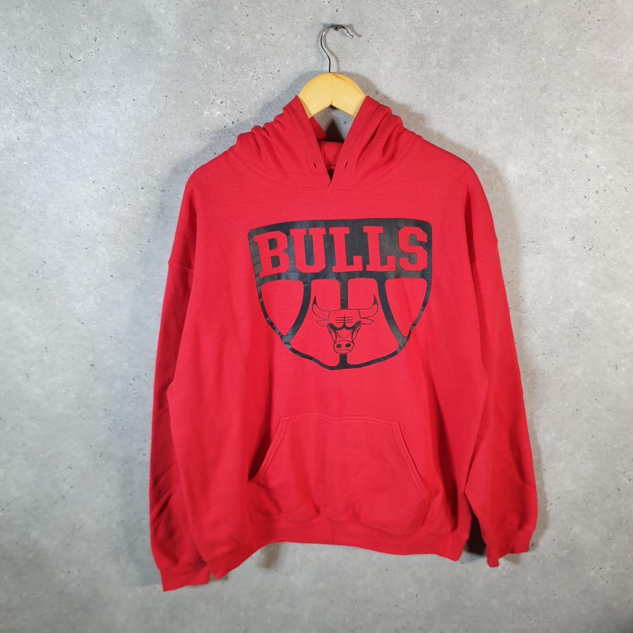 Vintage NBA Chicago Bulls Hoodie Mens Large Red Pullover USA Pro Sport