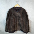 Vintage Knightsbridge Seude Leather Bomber Jacket Mens 2XL Brown Hunting Utility USA Coat Big Fish Vintage