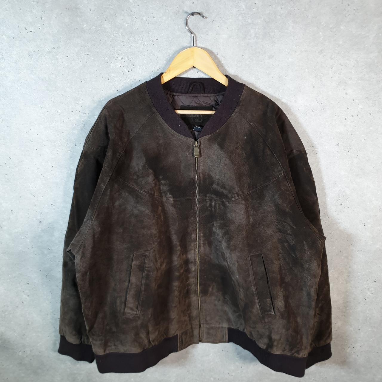 Vintage Knightsbridge Seude Leather Bomber Jacket Mens 2XL Brown Hunting Utility USA Coat Big Fish Vintage