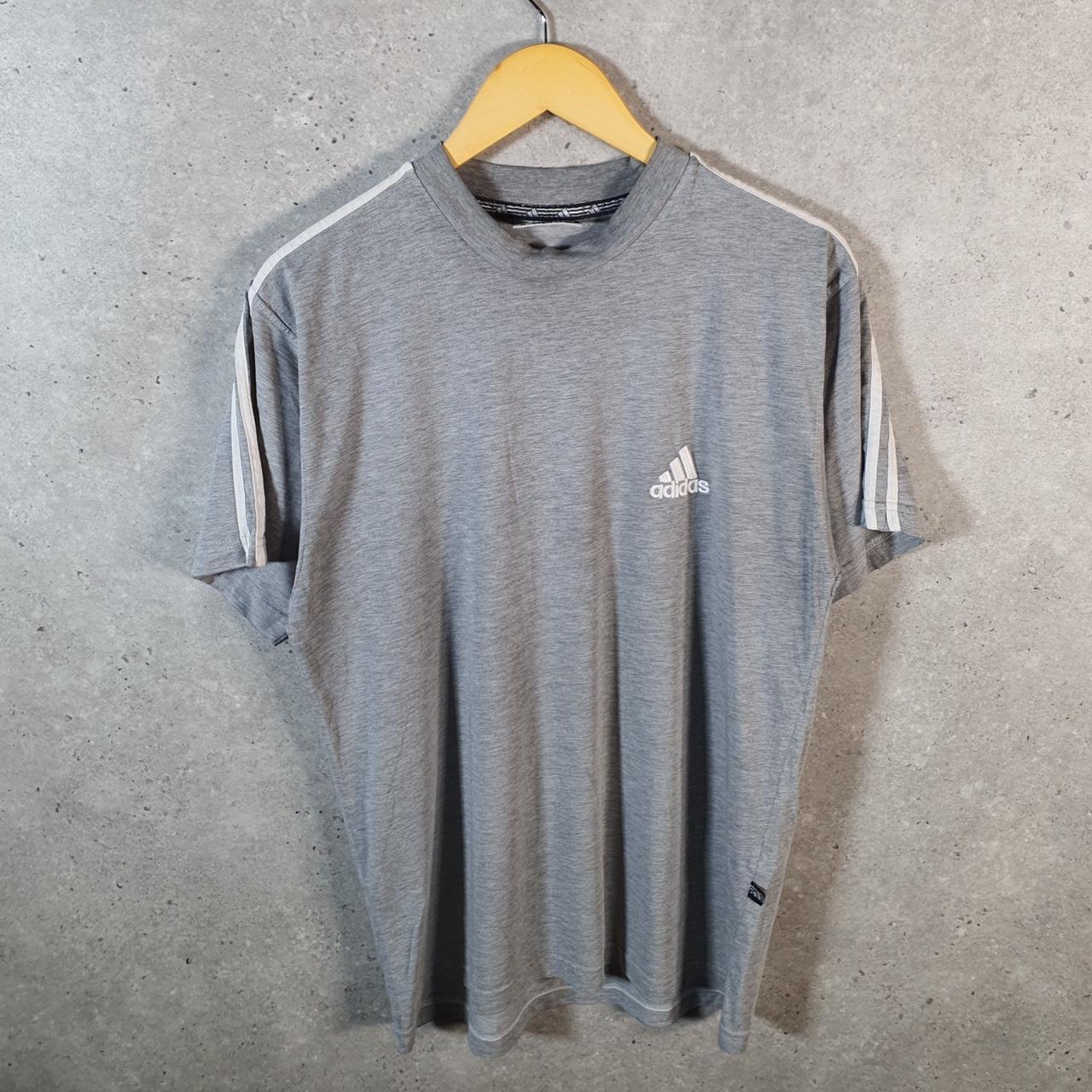 Vintage Adidas 90s USA T Shirt Men’s Medium Grey Three Stripes Logo Athletic