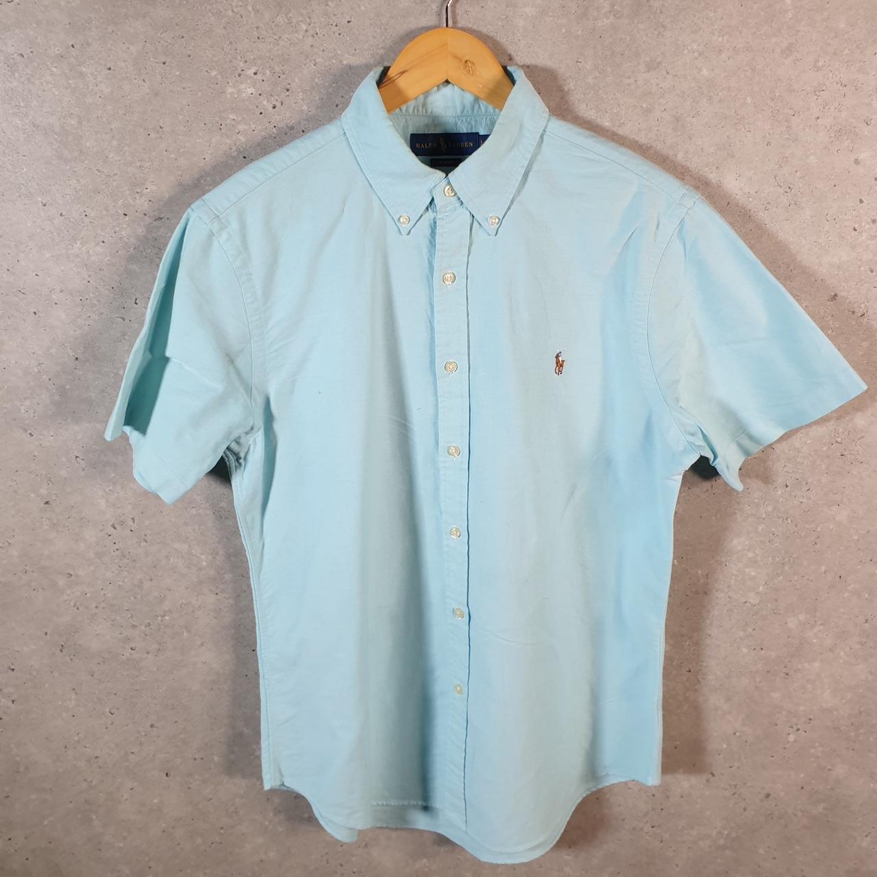 Vintage Ralph Lauren Button Down Shirt Men’s Large Blue Slim Fit Pony Casual C8081