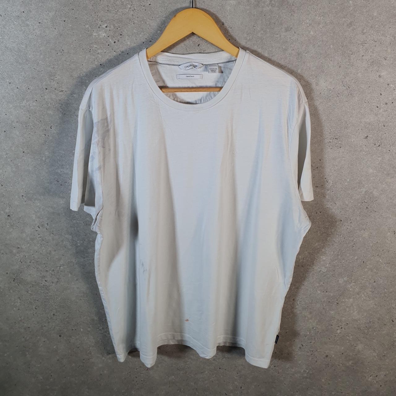 Vintage Calvin Klein Liquid Touch T Shirt Men’s 2XL White Regular Fit Spellout Logo