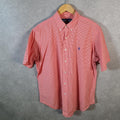 Vintage Ralph Lauren Button Down Shirt Men’s Large Pink Checkered Classic Fit Cotton Pony Big Fish Vintage