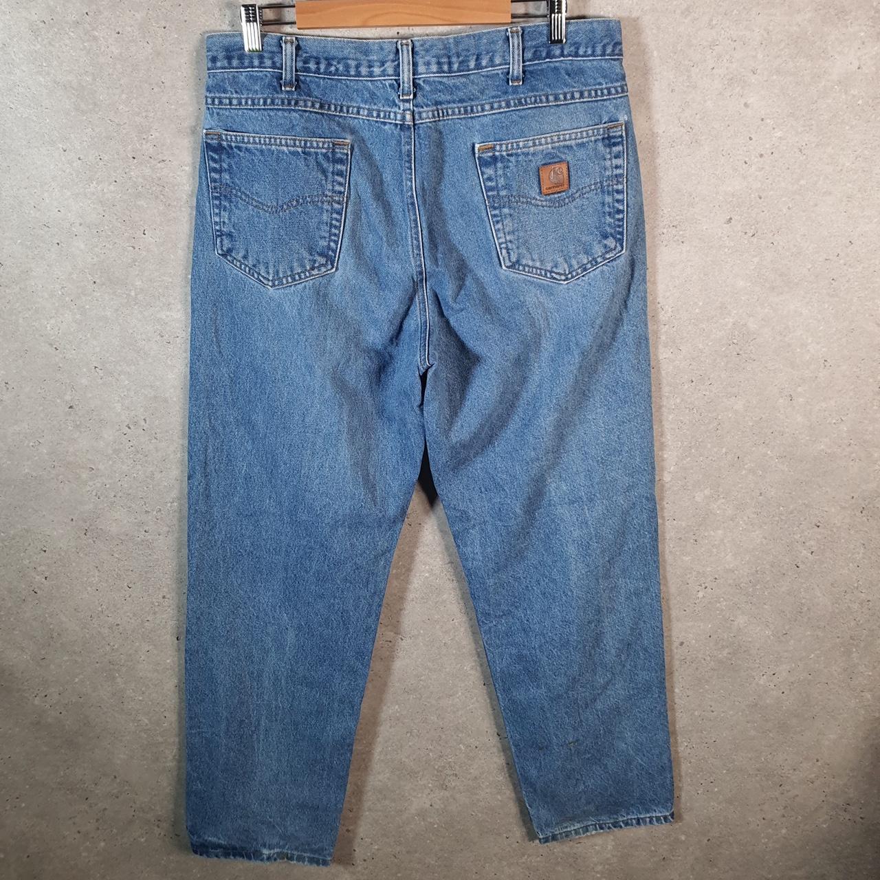 Vintage Carhartt Workwear Carpenter Jeans Mens W36 L32 Blue Denim Relaxed Fit USA