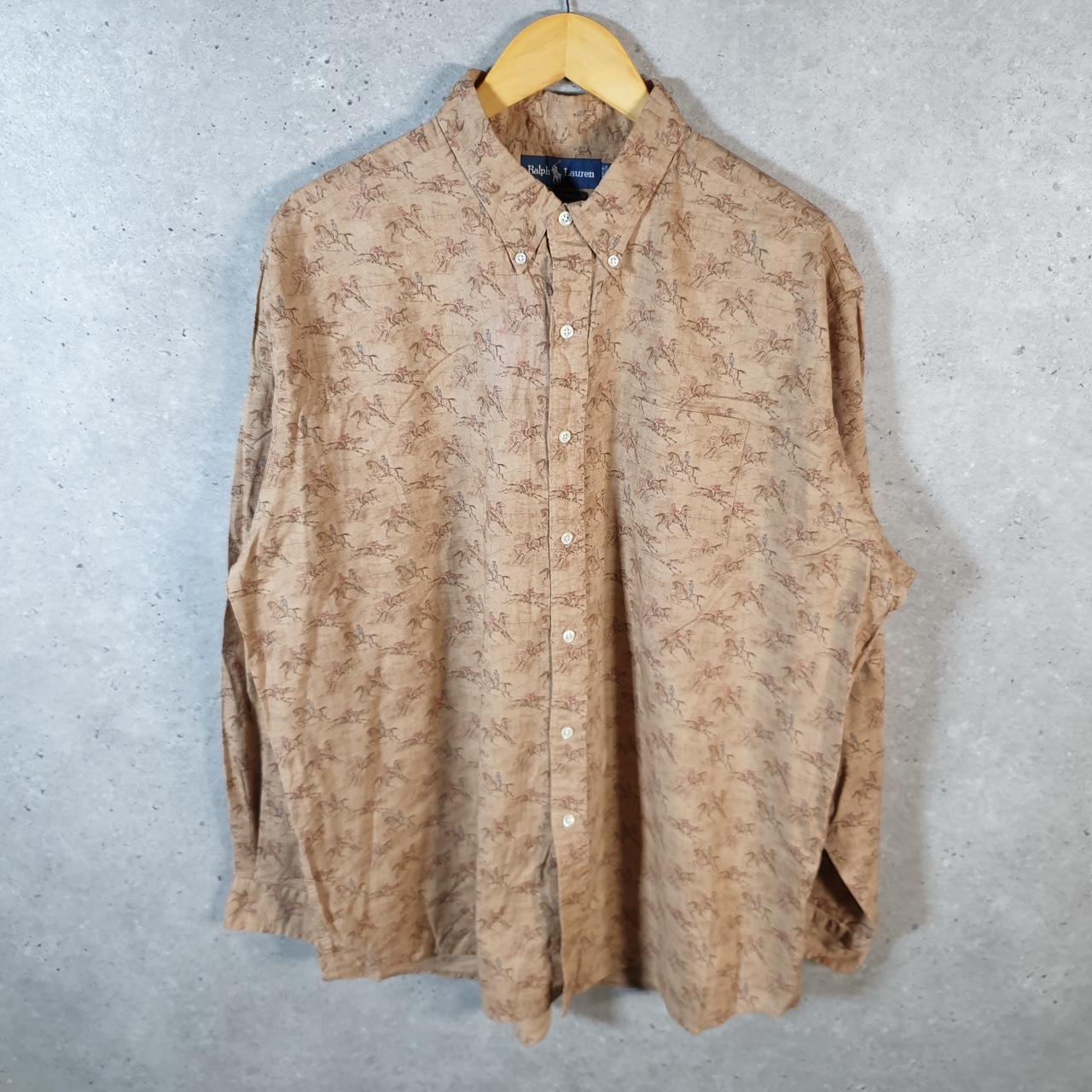 Vintage Ralph Lauren Button Down Shirt Men’s XL Brown Cotton