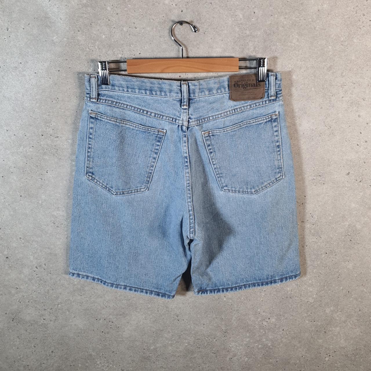 Vintage Wrangler Denim Shorts Jorts Cargo Men’s W32 Relaxed Blue Baggy Cotton
