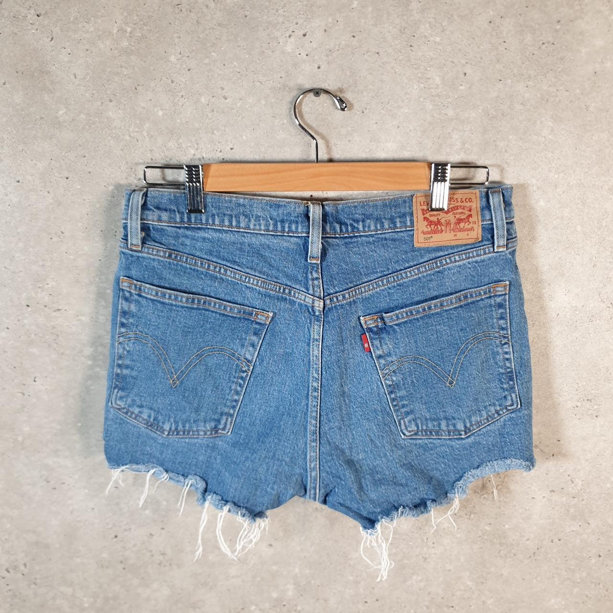 Vintage Levi’s 501 Cut Off Baggy Shorts Jorts Cargo Womens W31 Blue Relaxed Denim