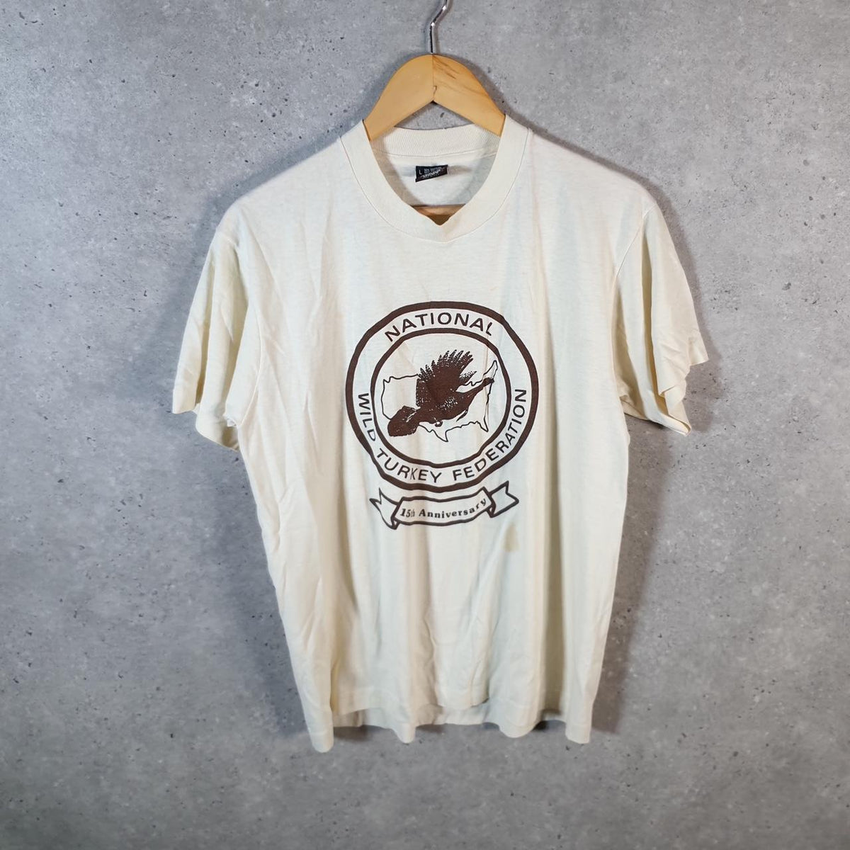 Vintage Screen Stars Best Wild Turkey Federation USA Single Stitch T Shirt Men’s Large Beige Big Fish Vintage