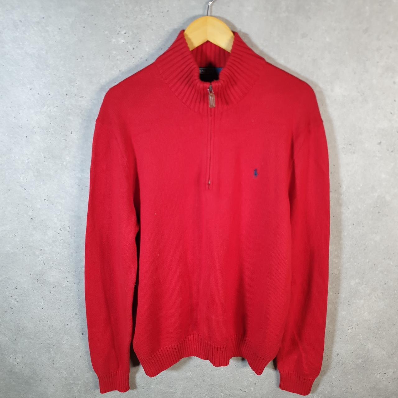 Vintage Ralph Lauren Polo 1/4 Zip Sweatshirt Men’s XL Red Cotton Pullover Pony