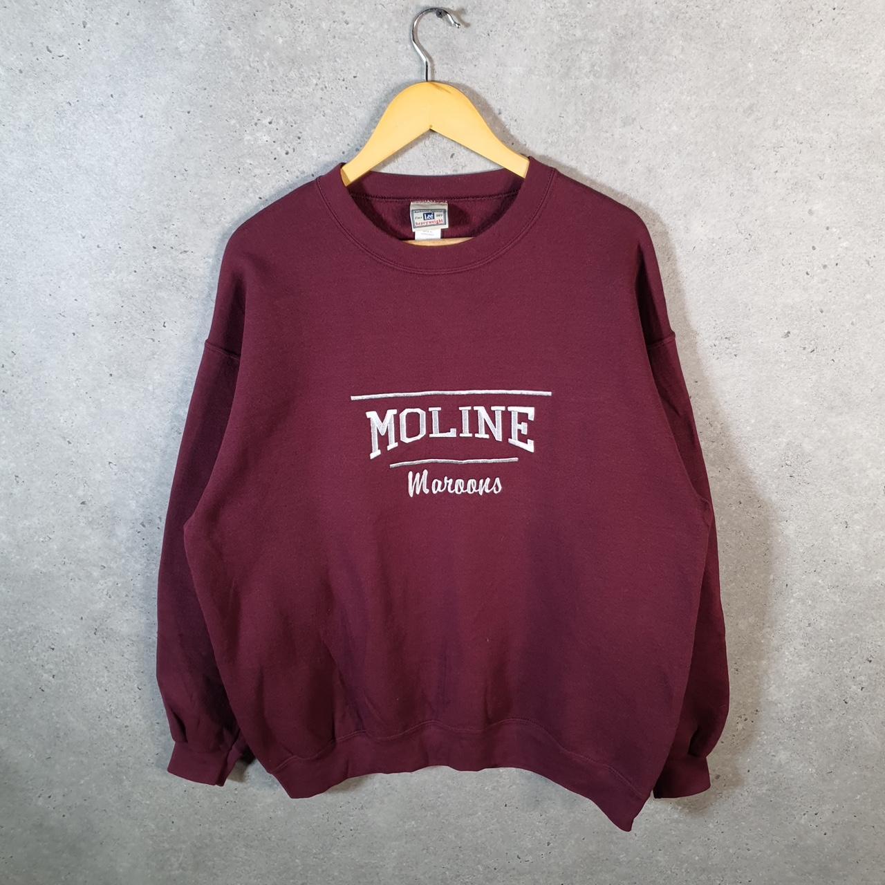 Vintage Lee Heavyweight Sweatshirt Men’s Large Burgundy Red USA Moline Maroons