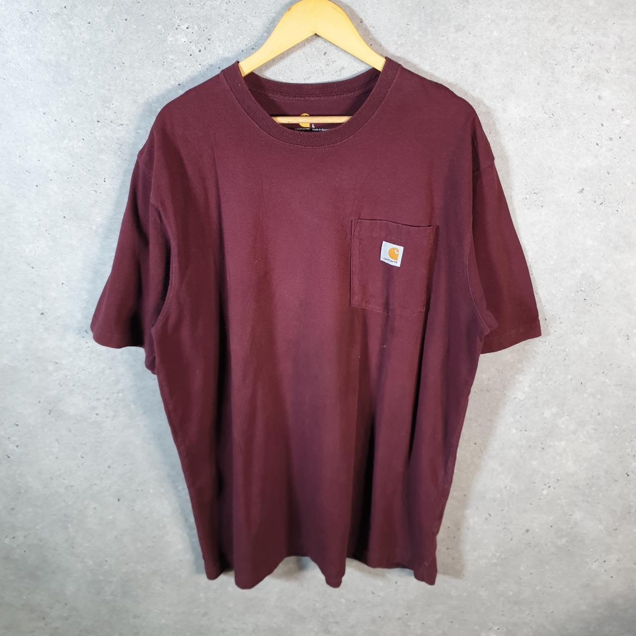 Vintage Carhartt Pocket T Shirt Men’s Large Burgundy Red Workwear Chore Utility Original Fit C9348