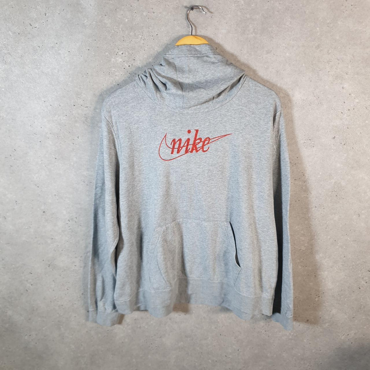 Vintage Nike Club Hoodie Womens XL Grey Swoosh Y2K Pullover