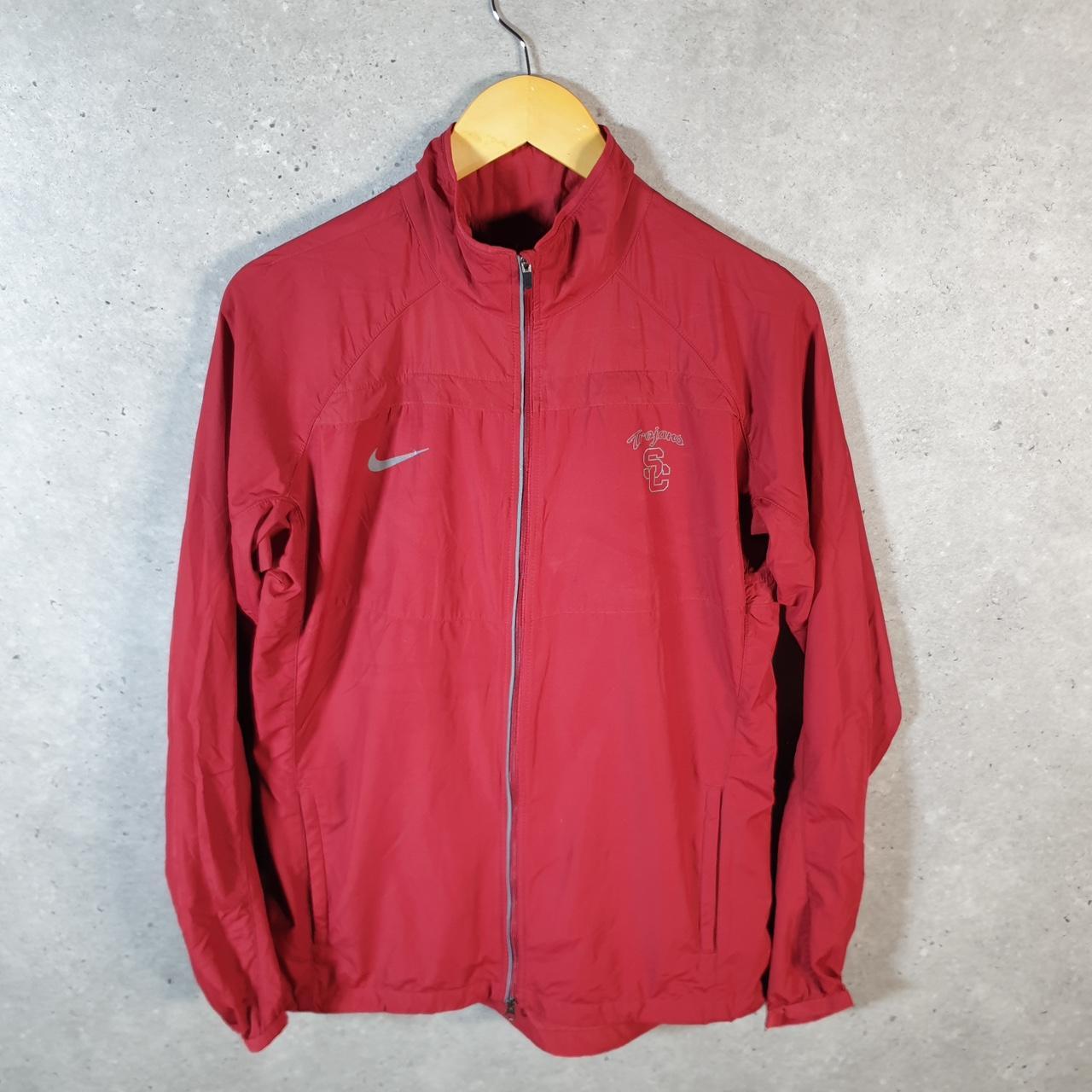 Vintage Nike Windbreaker Track Jacket Mens Large Red USA Swoosh Full Zip