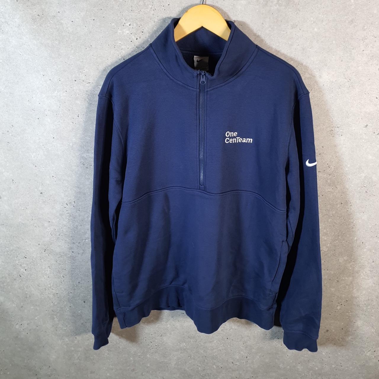Vintage Nike 1/4 Zip Embroidered Sweatshirt Men’s Large Navy Blue Swoosh Y2K Logo